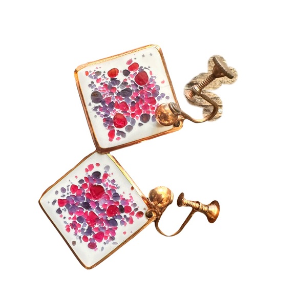Elegant Copper Square Earrings - Picture 1 of 4